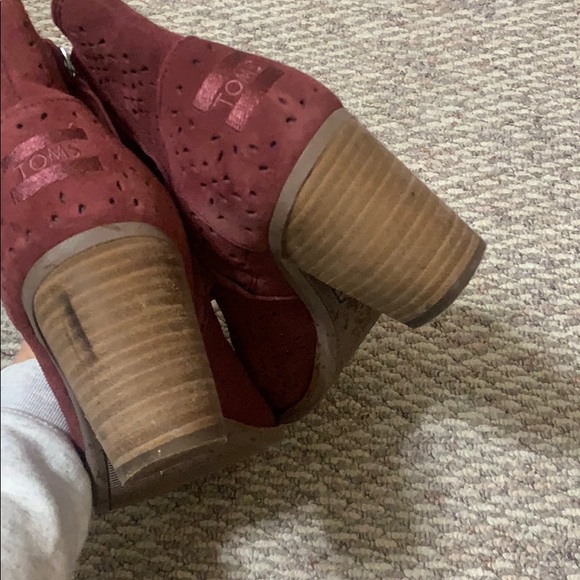 BOOTIE OPEN TOE Tom's suede wine color - Picture 4 of 4